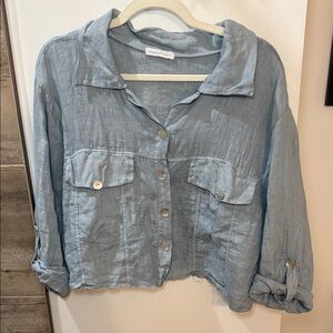 Women's Light Blue Button-Up Shirt